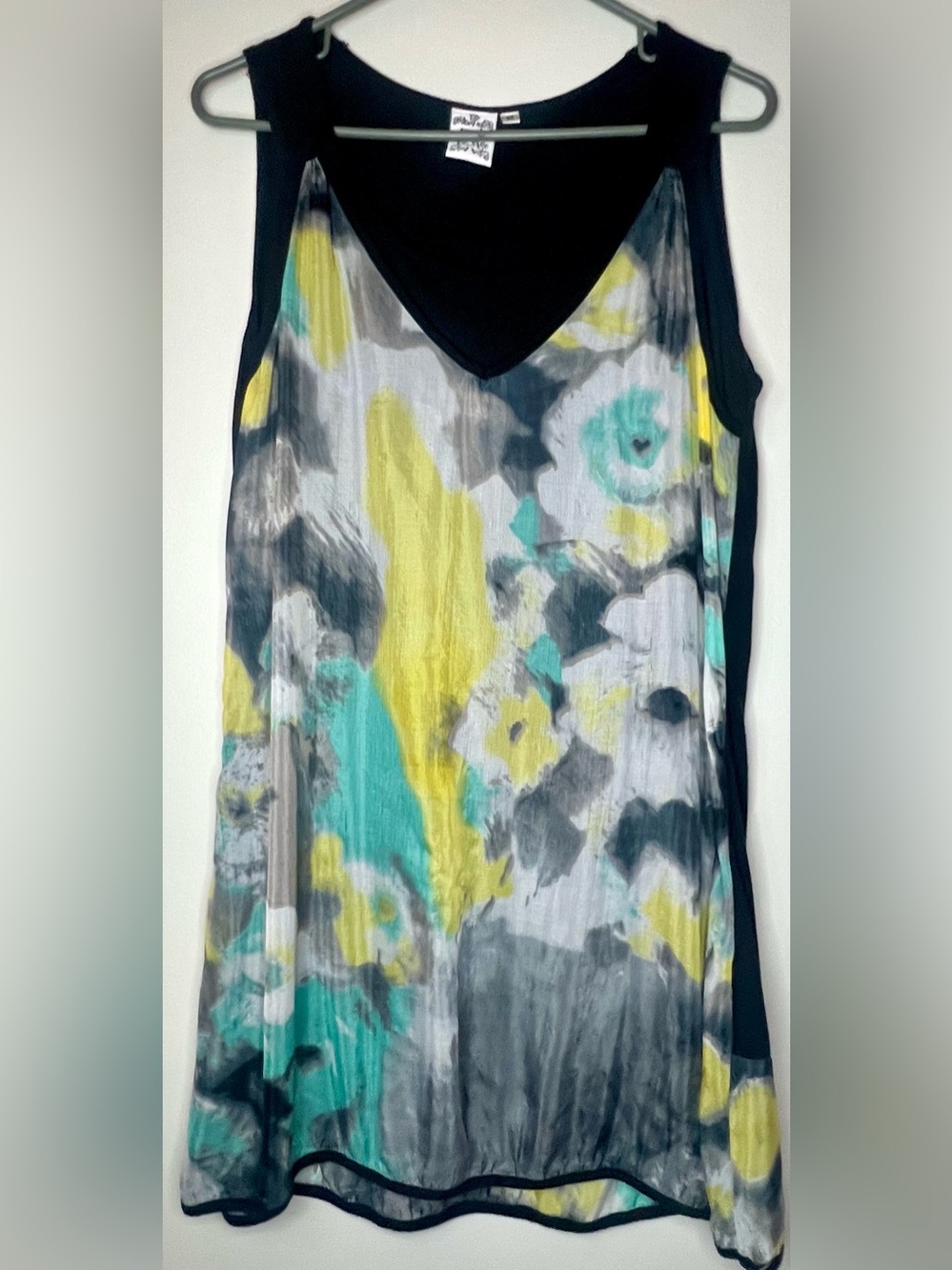 Vintage Parsley & Sage Abstract Floral Tunic Top Medium Artsy Boho Lagenlook